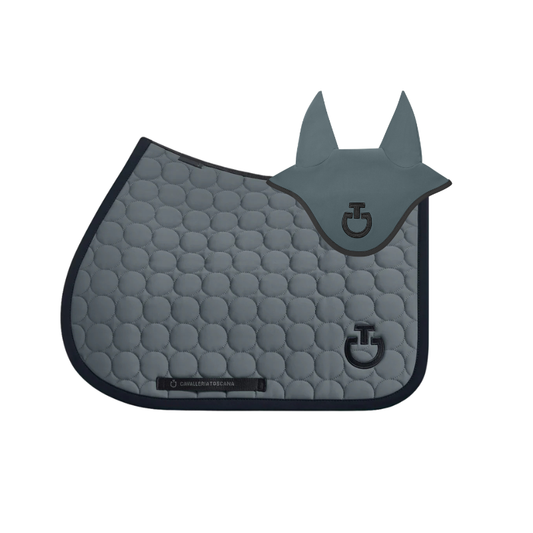 (Set) Cavalleria Toscana Circular Quilted Jumping Saddle Pad Set - Stormy Grey