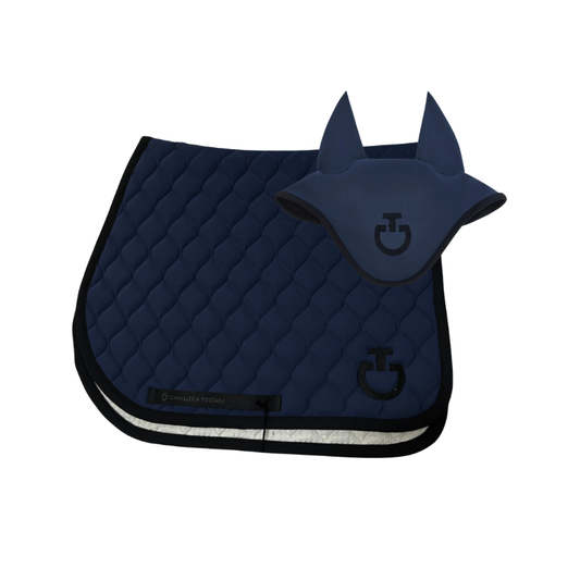 (Set) Cavalleria Toscana Circular Quilted Jersey Jumping Saddle Pad Set - Atlantic Blue