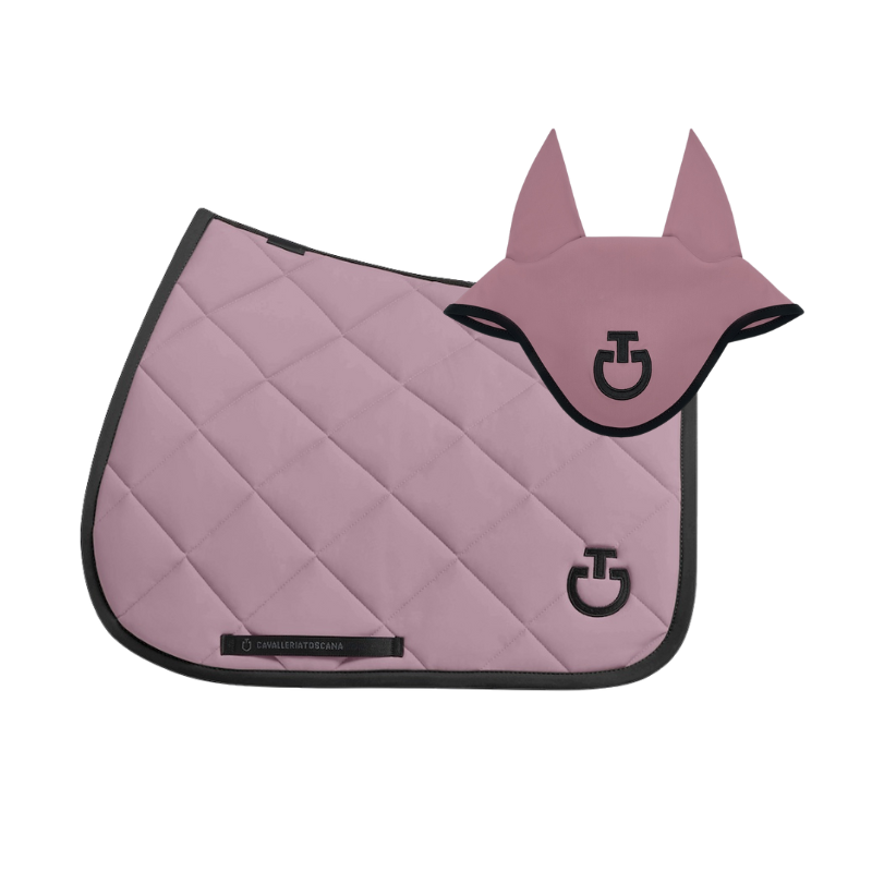 (Set) Cavalleria Toscana Diamond Quilted Jersey Jumping Saddle Pad - Grapeshake (2K99) - COB Size