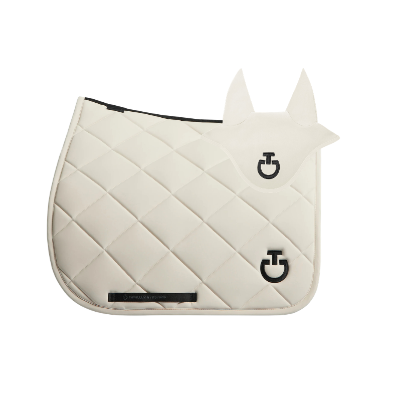 (Set) Cavalleria Toscana Diamond Quilted Jersey Dressage Saddle Pad - Sand
