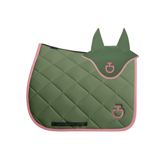 (Set) Cavalleria Toscana Diamond Quilted Jersey Dressage Saddle Pad - Forest Green