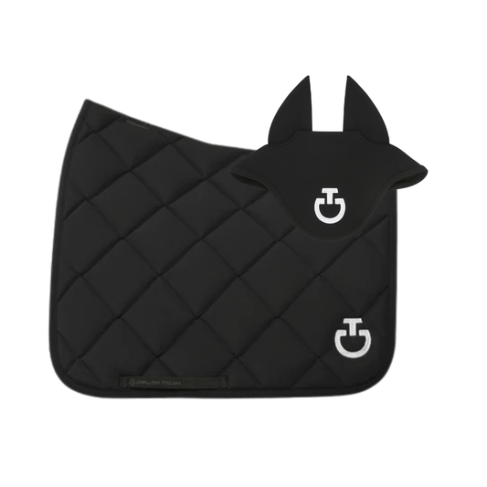 (Set) Cavalleria Toscana Diamond Quilted Jersey Dressage Saddle Pad - Black