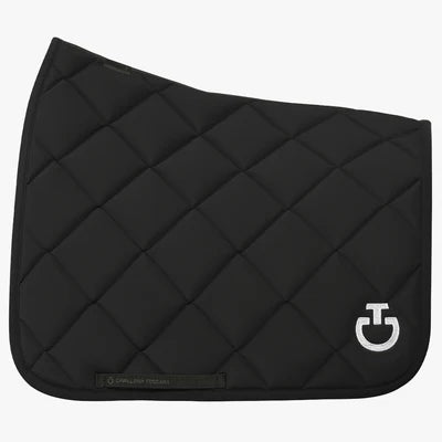 (Set) Cavalleria Toscana Diamond Quilted Jersey Dressage Saddle Pad - Black