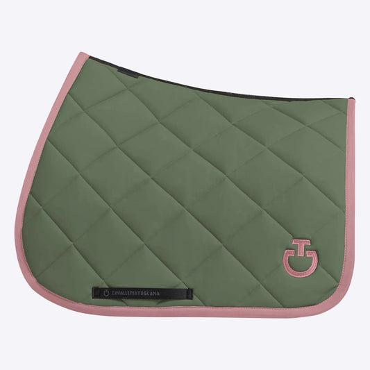 (Set) Cavalleria Toscana Diamond Quilted Jersey Dressage Saddle Pad - Forest Green