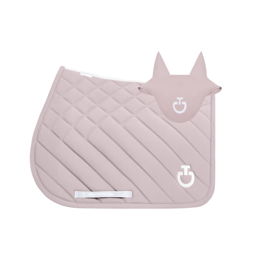 (Set) Cavalleria Toscana Circular Quilted Jumping Saddle Pad and Earnet - Violet Ice