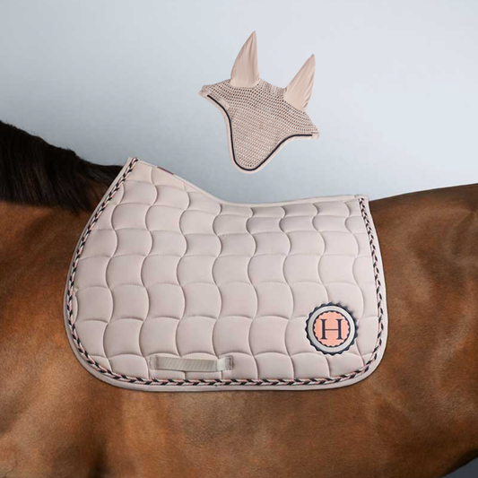 (Set) Harcour Schella Saddle Pad and Filae Fly Veil Set - Linen