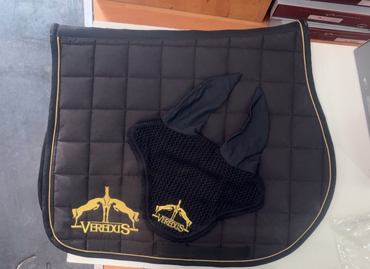 (Set) Veredus Saddlecloth Microfiber Jumping - Black/Gold