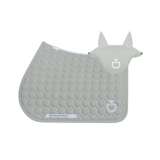 (Set) Cavalleria Toscana Circular Quilted Jumping Saddle Pad and Earnet