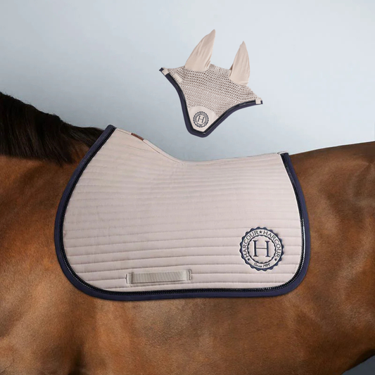(Set) Harcour Karembar Saddle Pad and Fredy Fly Veil Set - Linen