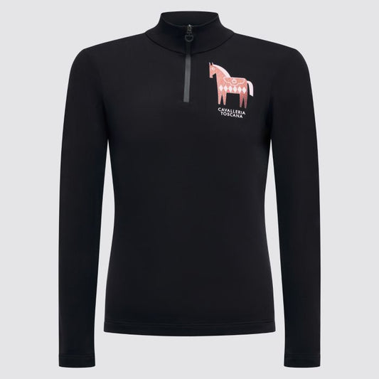 Cavalleria Toscana CT LS Jersey Fleece Training Zip Polo w Glitter horse