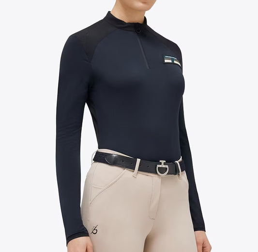 Cavalleria Toscana Lightweight Performance PiquE L/S Zip Training Polo