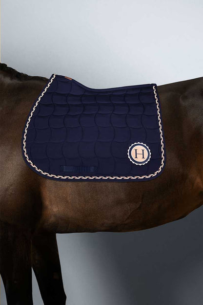 (Set) Harcour Schella Saddle Pad and Filae Fly Veil Set - Marine (Navy)
