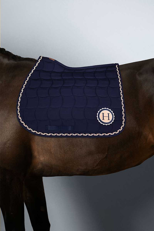 (Set) Harcour Schella Saddle Pad and Filae Fly Veil Set - Marine (Navy)