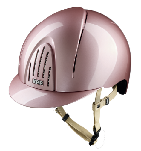 KEP Smart NOVA Polish Pink Riding Helmet - Cream Chinstrap - Size M