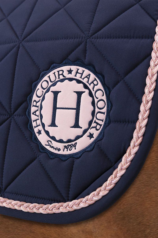 (Set) Harcour Suze Saddle Pad and SUZETTE Flyveil - Navy/Pink